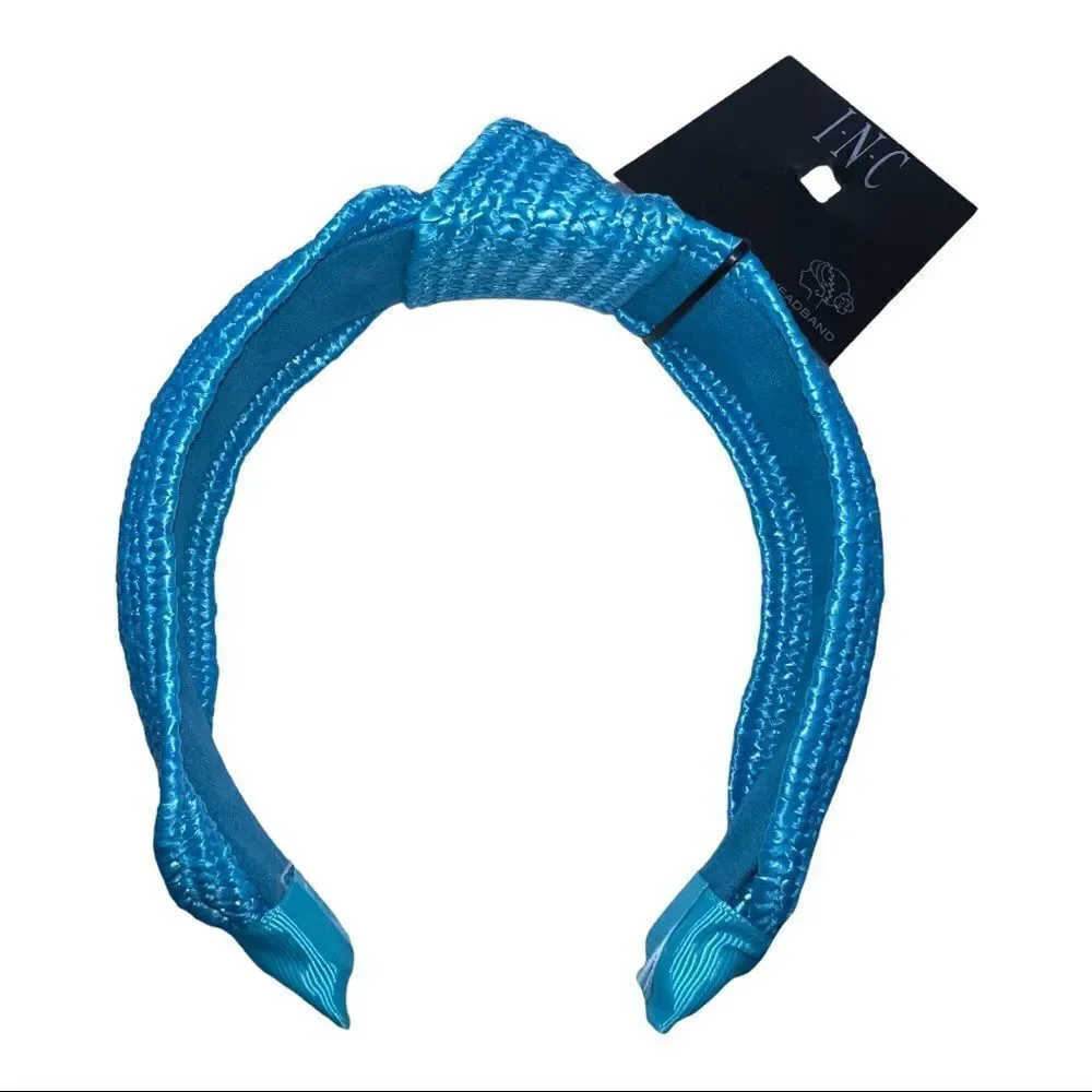 INC International Concepts Blue Colored Raffia Knotted Headband New
